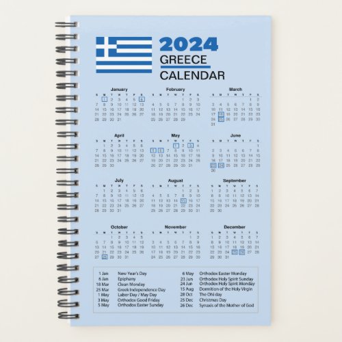 Greek Calendar 2024 New Year Planner