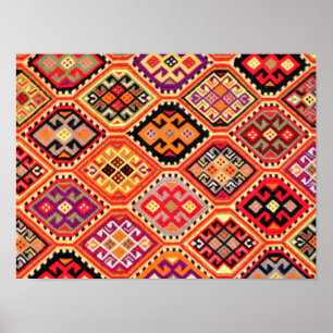 greek carpet traditional motif folk pattern genuin poster