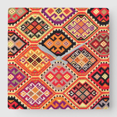 greek carpet traditional motif folk pattern genuin square wall clock