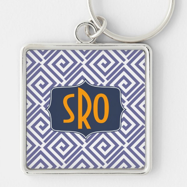 Greek Chic Monogram Keychain Customizable (Front)