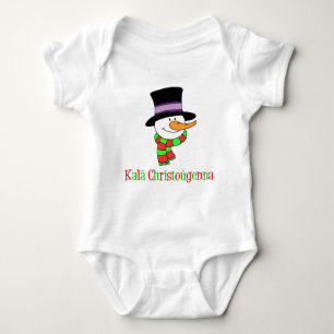 Greek Christmas Snowman Baby Bodysuit