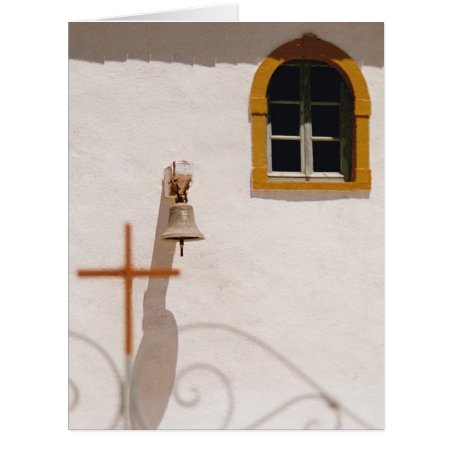 Greek Church With Cross And Bell On A Big Card