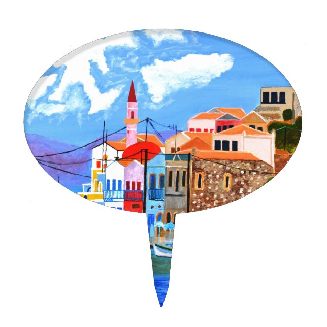 Greek coast cake topper (Front)