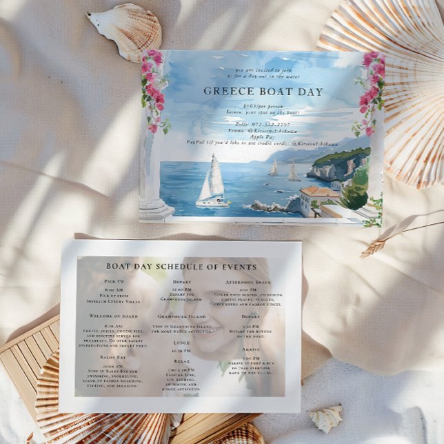 Greek Coast | Illustrated Wedding Weekend Details Enclosure Card (Creator Uploaded)