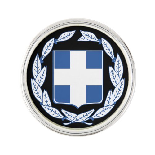 Greek Crest Sterling Silver Plated Lapel Pin