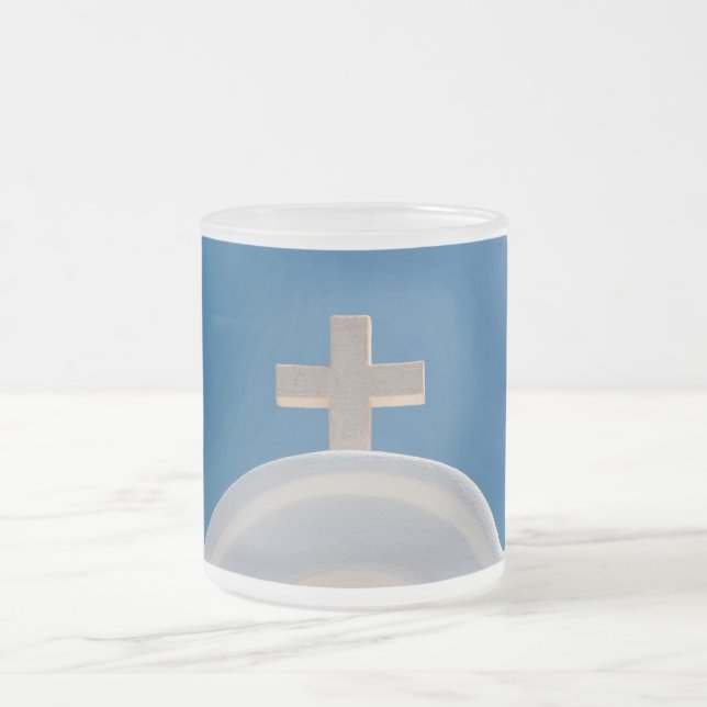 Greek Cross Frosted Glass Coffee Mug (Center)