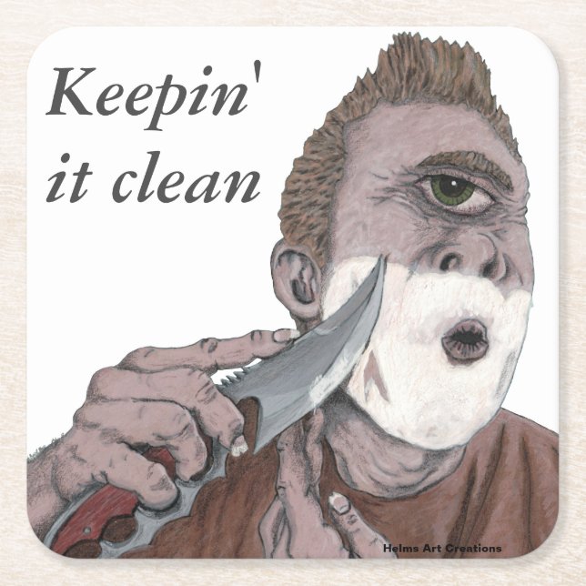 Greek Cyclops Knife Shaving Paper Beverage Coaster (Front)