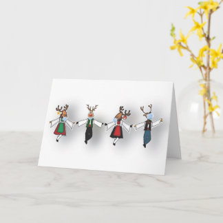 Greek Dancing Reindeer wearing FaceMasks Card
