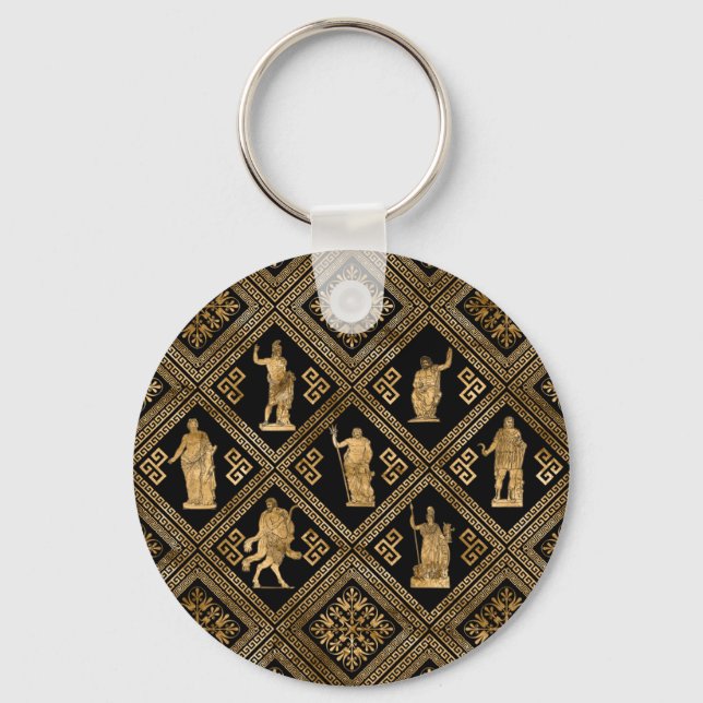 Greek Deities and Meander Key Keychain (Front)