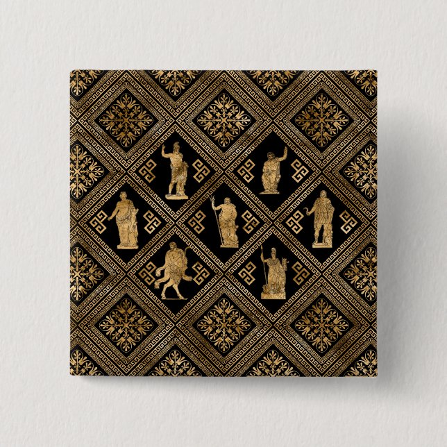 Greek Deities and Meander Key ornament Button (Front)