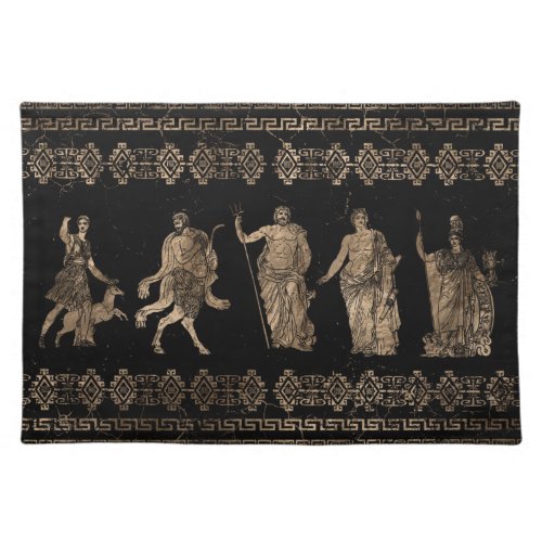 Greek Deities  and Meander key ornament Cloth Placemat