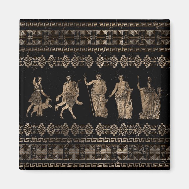 Greek Deities  and Meander key ornament Magnet (Front)