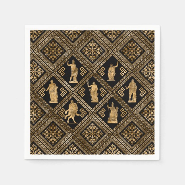 Greek Deities and Meander Key ornament Napkins (Front)