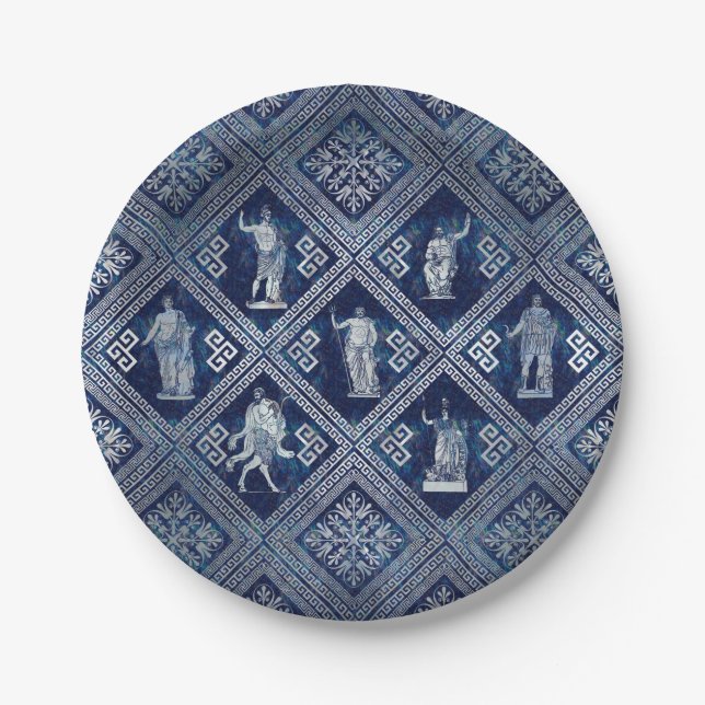 Greek Deities and Meander Key ornament Paper Plates (Front)