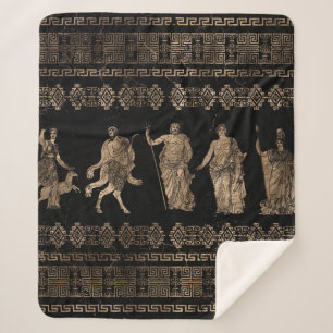 Greek Deities  and Meander key ornament Sherpa Blanket