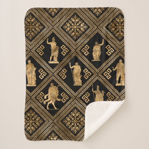 Greek Deities and Meander Key ornament Sherpa Blanket