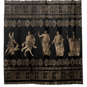 Greek Deities and Meander key ornament Shower Curtain