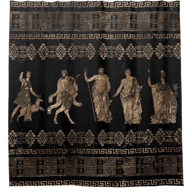 Greek Deities  and Meander key ornament Shower Curtain (Front)