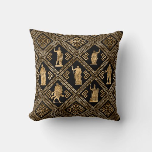 Greek Deities and Meander Key ornament Throw Pillow