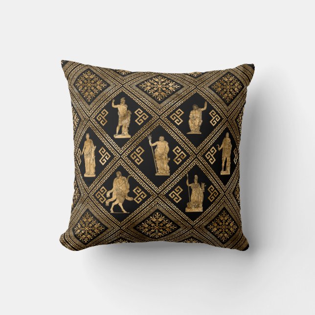 Greek Deities and Meander Key ornament Throw Pillow (Front)