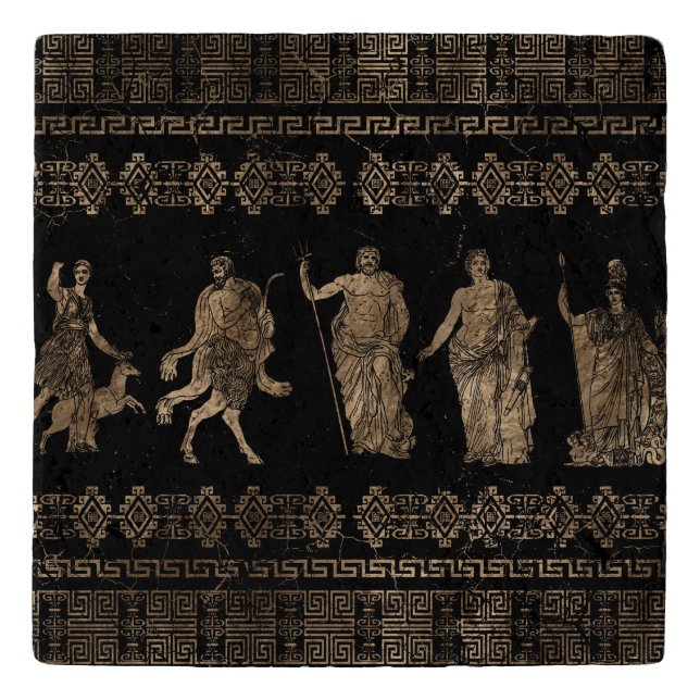 Greek Deities  and Meander key ornament Trivet (Front)