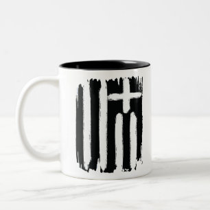 Greek Distressed Black Grunge Vintage Flag Greece Two-Tone Coffee Mug