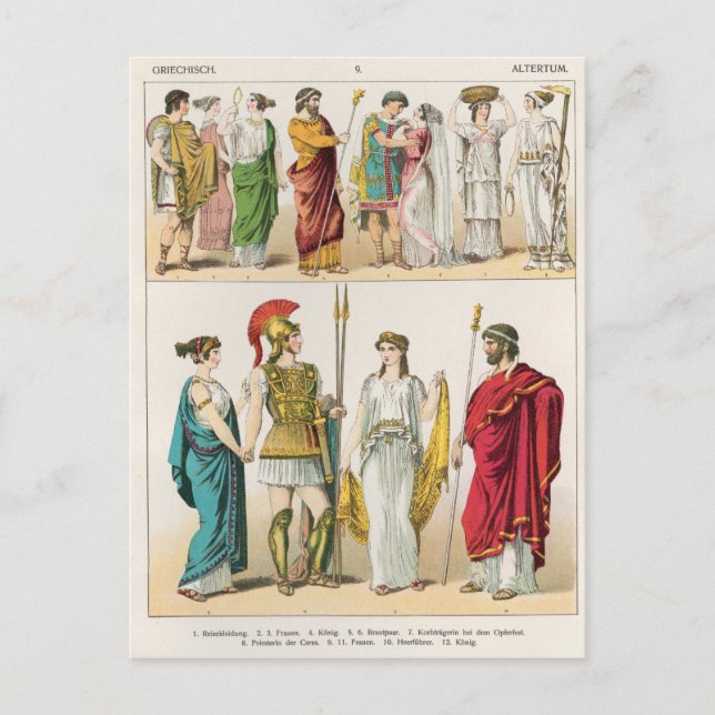 Greek Dress, from 'Trachten der Voelker, 1864 Postcard (Front)