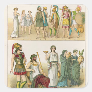 Greek Dress, from 'Trachten der Voelker', 1864 Square Sticker