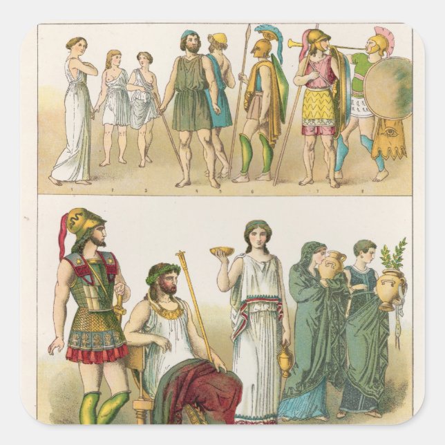 Greek Dress, from 'Trachten der Voelker', 1864 Square Sticker (Front)