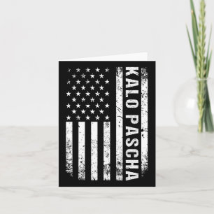 Greek Easter Kalo Pascha Retro Us Flag Greek Ameri Card