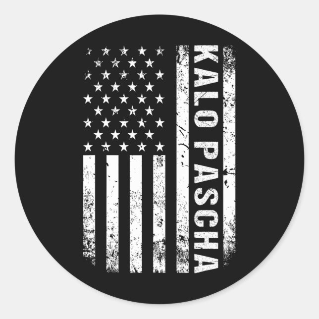 Greek Easter Kalo Pascha Retro Us Flag Greek Ameri Classic Round Sticker (Front)