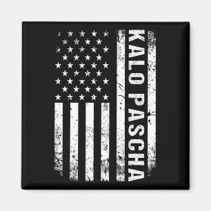 Greek Easter Kalo Pascha Retro Us Flag Greek Ameri Magnet