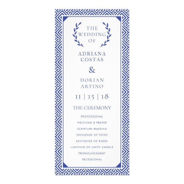 Greek Elegance Wedding Program (Front)