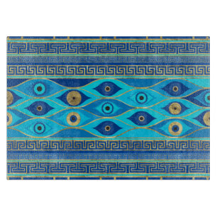 Greek Evil Eye and Greek Key ornament Cutting Board