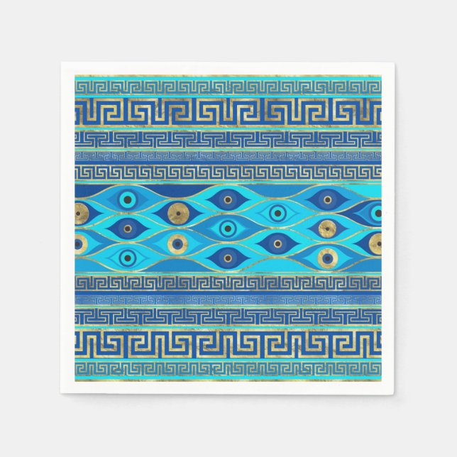 Greek Evil Eye and Greek Key ornament Napkins (Front)
