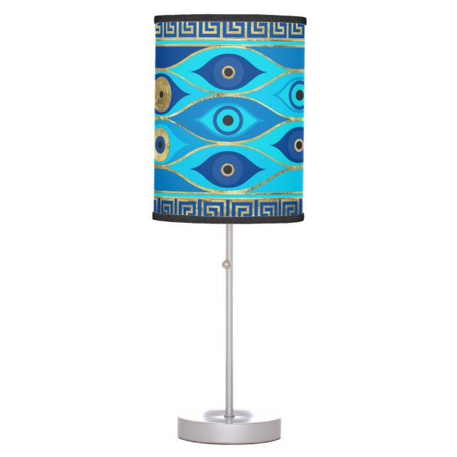 Greek Evil Eye and Greek Key ornament Table Lamp (Front)