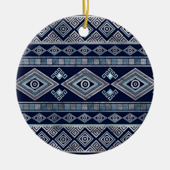 Greek Evil Eye and Meander Key Ornament (Front)