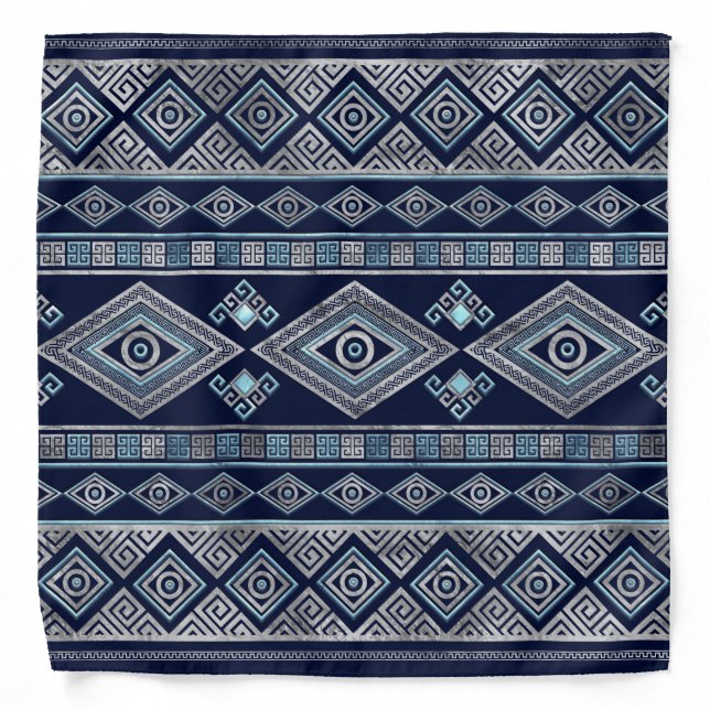 Greek Evil Eye and Meander Key Ornament Bandana (Front)