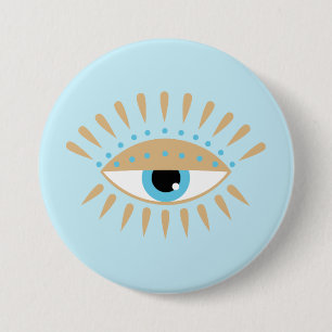 Greek Evil Eye Blue Button