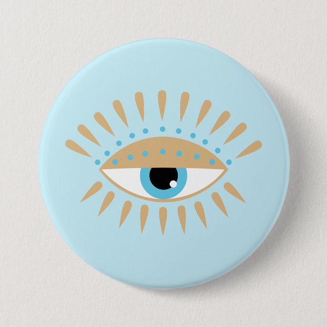 Greek Evil Eye Blue Button (Front)