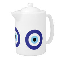 Greek Evil Eye Blue Mati decorative teapot design