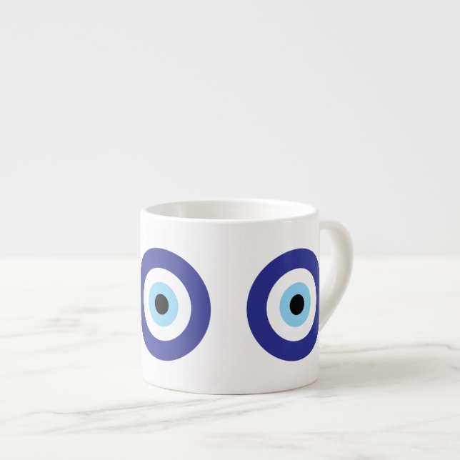 Greek Evil Eye Blue Mati symbol Espresso Cup (Front Right)
