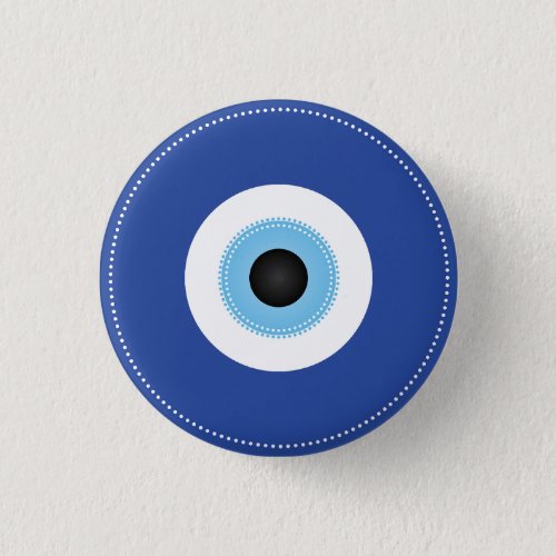 Greek Evil Eye Blue White Button