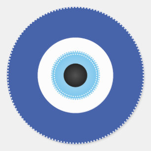 Greek Evil Eye Blue White Classic Round Sticker