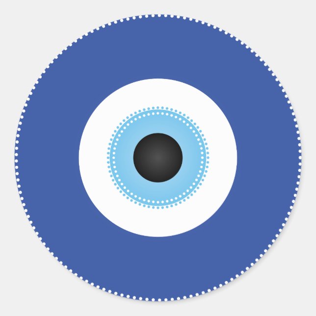 Greek Evil Eye Blue White Classic Round Sticker (Front)