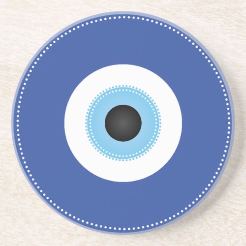 Greek Evil Eye Blue White Coaster