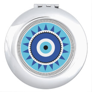 Greek Evil Eye Blue White Compact Mirror