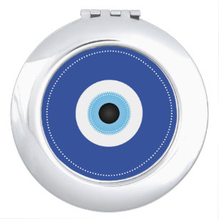 Greek Evil Eye Blue White Compact Mirror