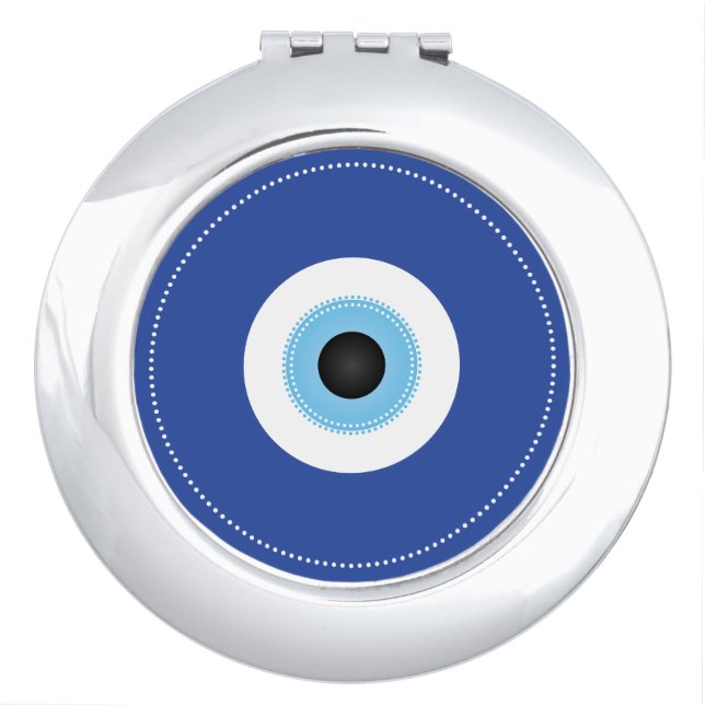 Greek Evil Eye Blue White Compact Mirror (Front)