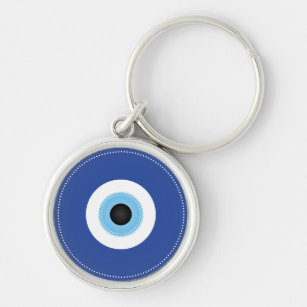 Greek Evil Eye Blue White Keychain